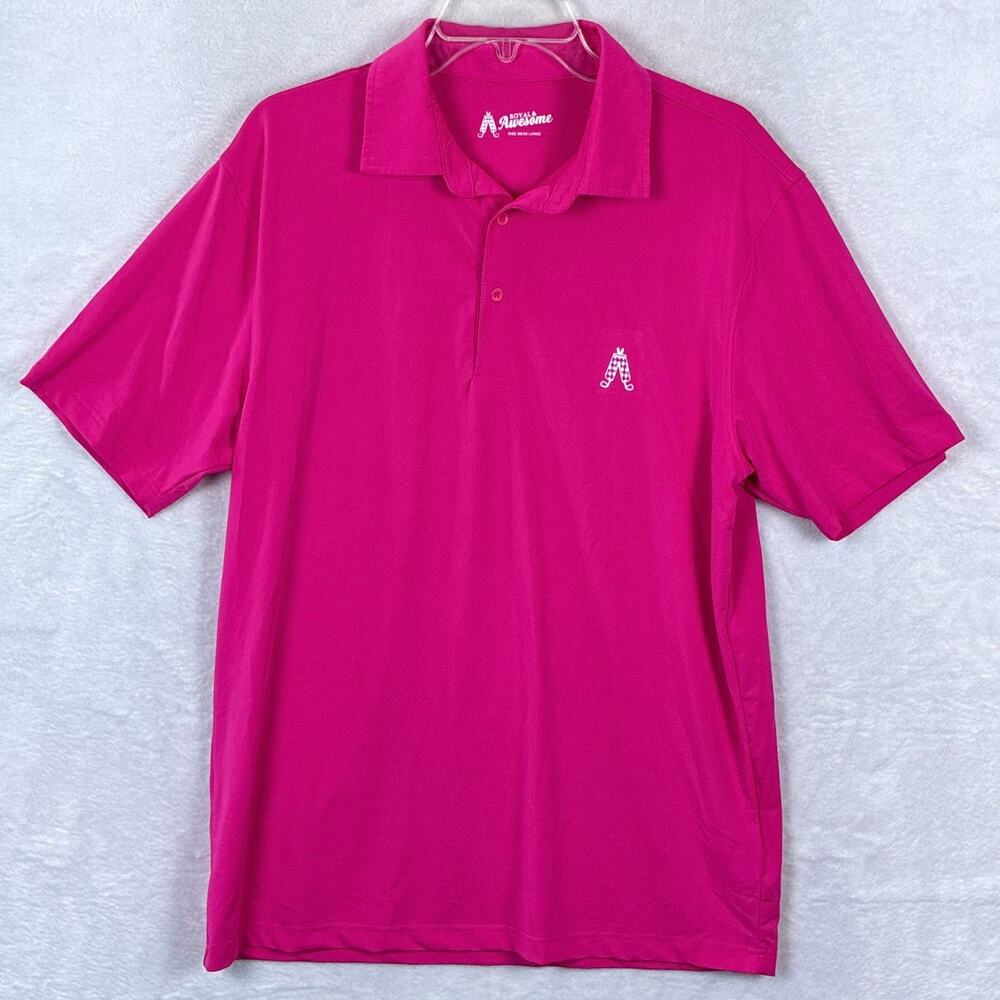 Royal & Awesome Golf Polo Shirt Mens L Neon Pink Performance Stretch Preppy
